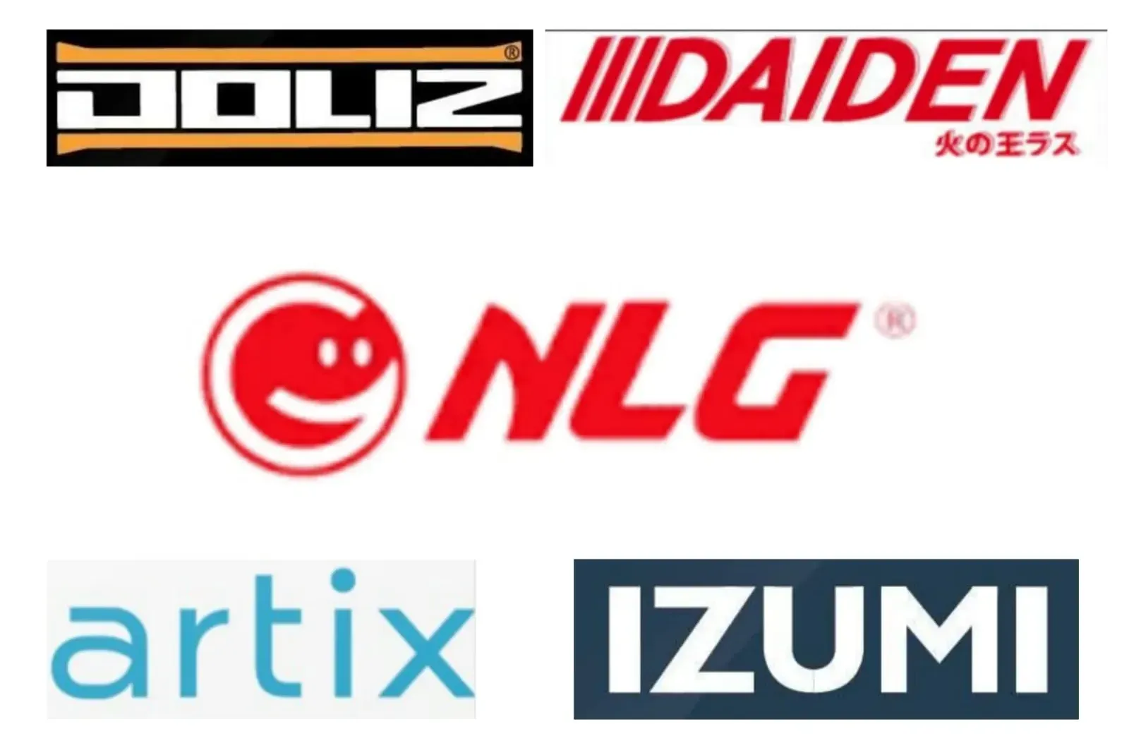 Logo NLG, IZUMI, DOLIZ, DAIDEN, ARTIX