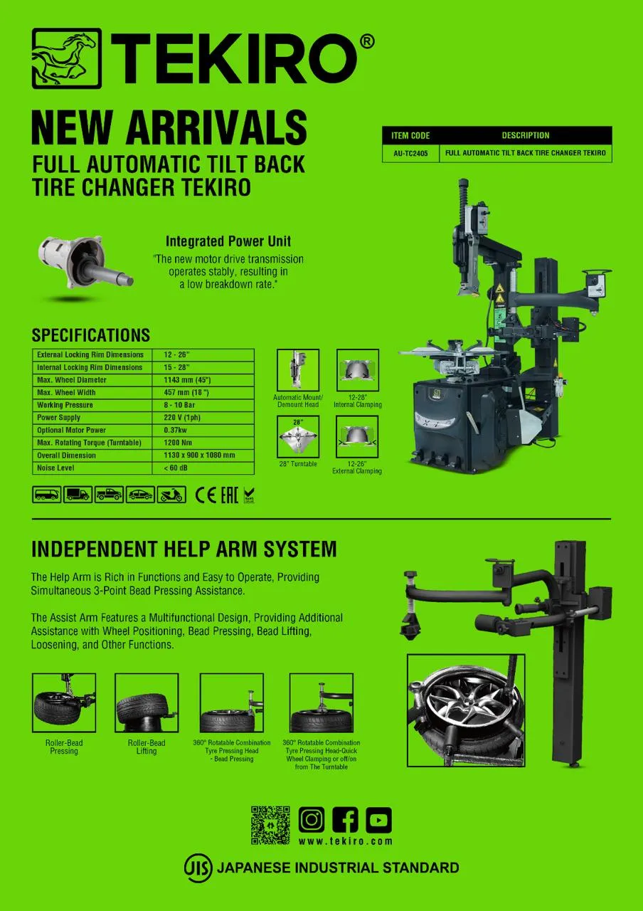 FULL AUTOMATIC TILT BACK TIRE CHANGER TEKIRO